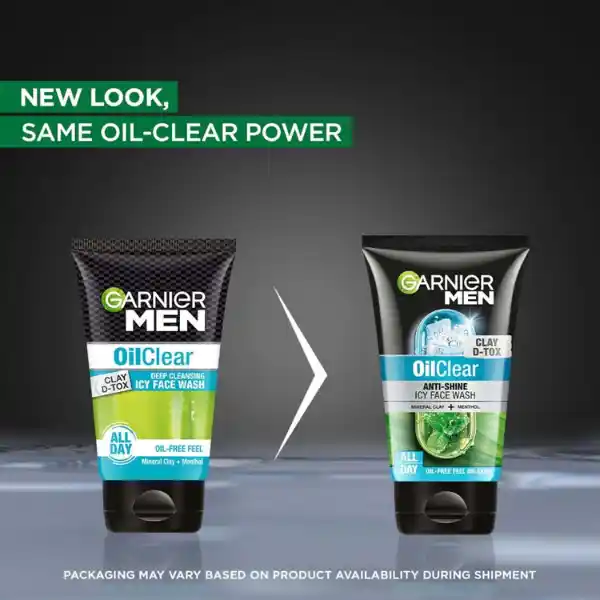 Garnier Men Clay D-Tox Oil Clear Anti-Shine Icy Face Wash 100 Gm