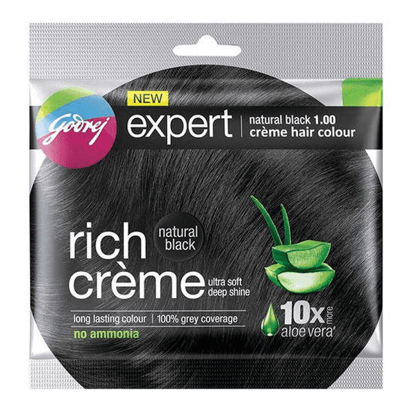 godrej expert rich creme hair colour no.1 natural black 20 gm + 20 ml
