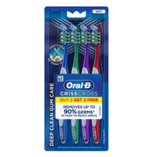 oral-b crisscross deep clean gum care tooth brush (soft) (buy 2 get 2 free)