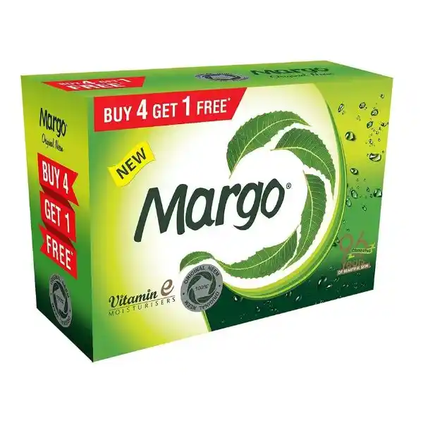 Margo 100% Original Neem Soap with Vitamin E 100 g (Buy 4 Get 1 Free