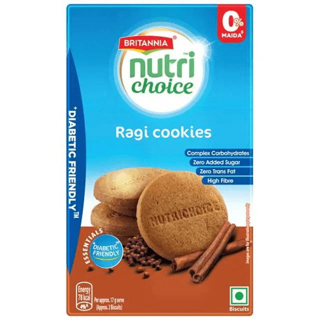 britannia nutri choice essentials ragi cookies (diabetic friendly) 150 gm