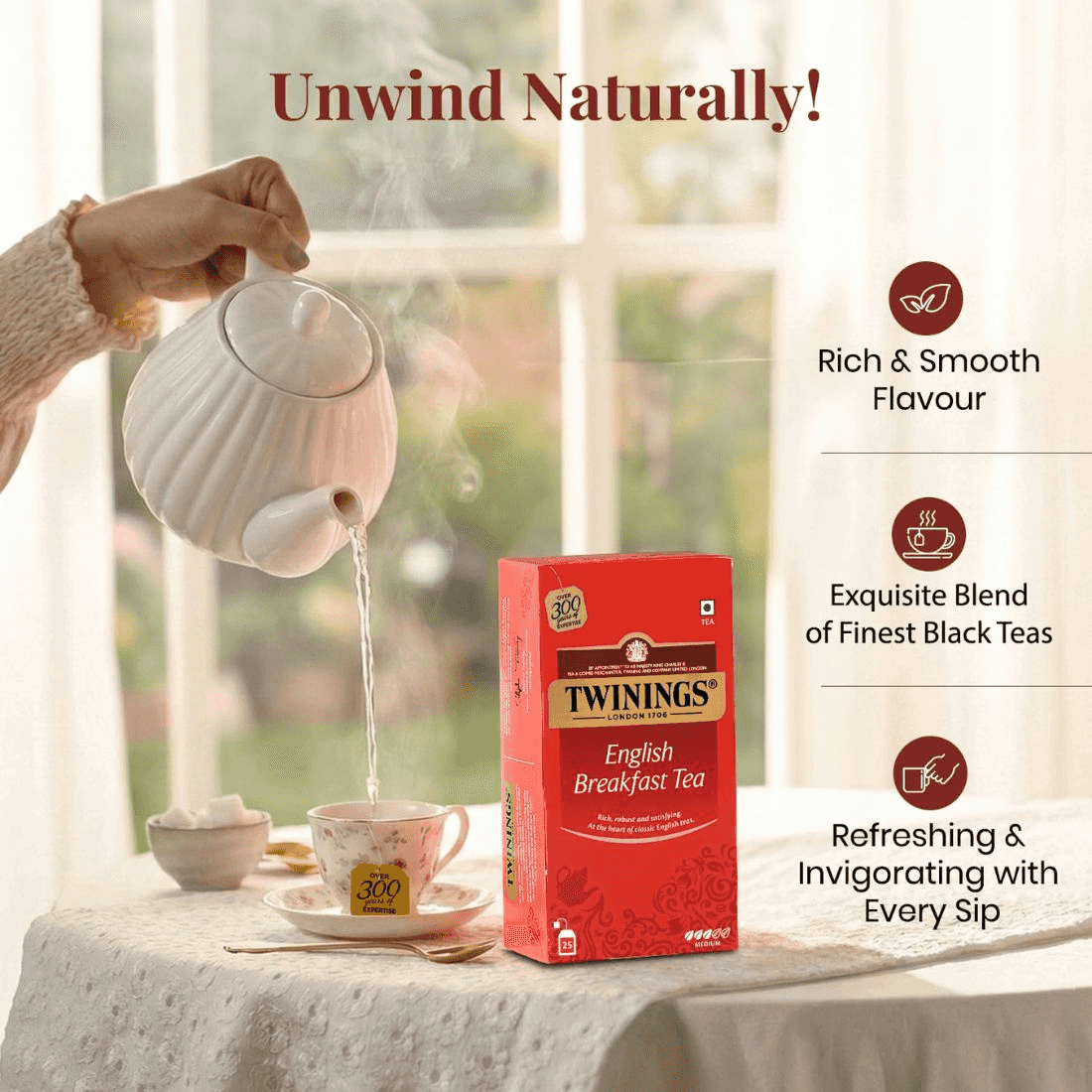 Twinings English Breakfast Tea 25 Teabags | Rich Flavor
