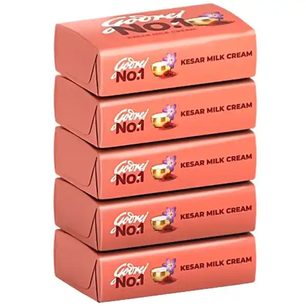 Godrej No.1 Bathing Soap, Kesar & Milk Cream, 100g (Pack of 4+1 FREE)