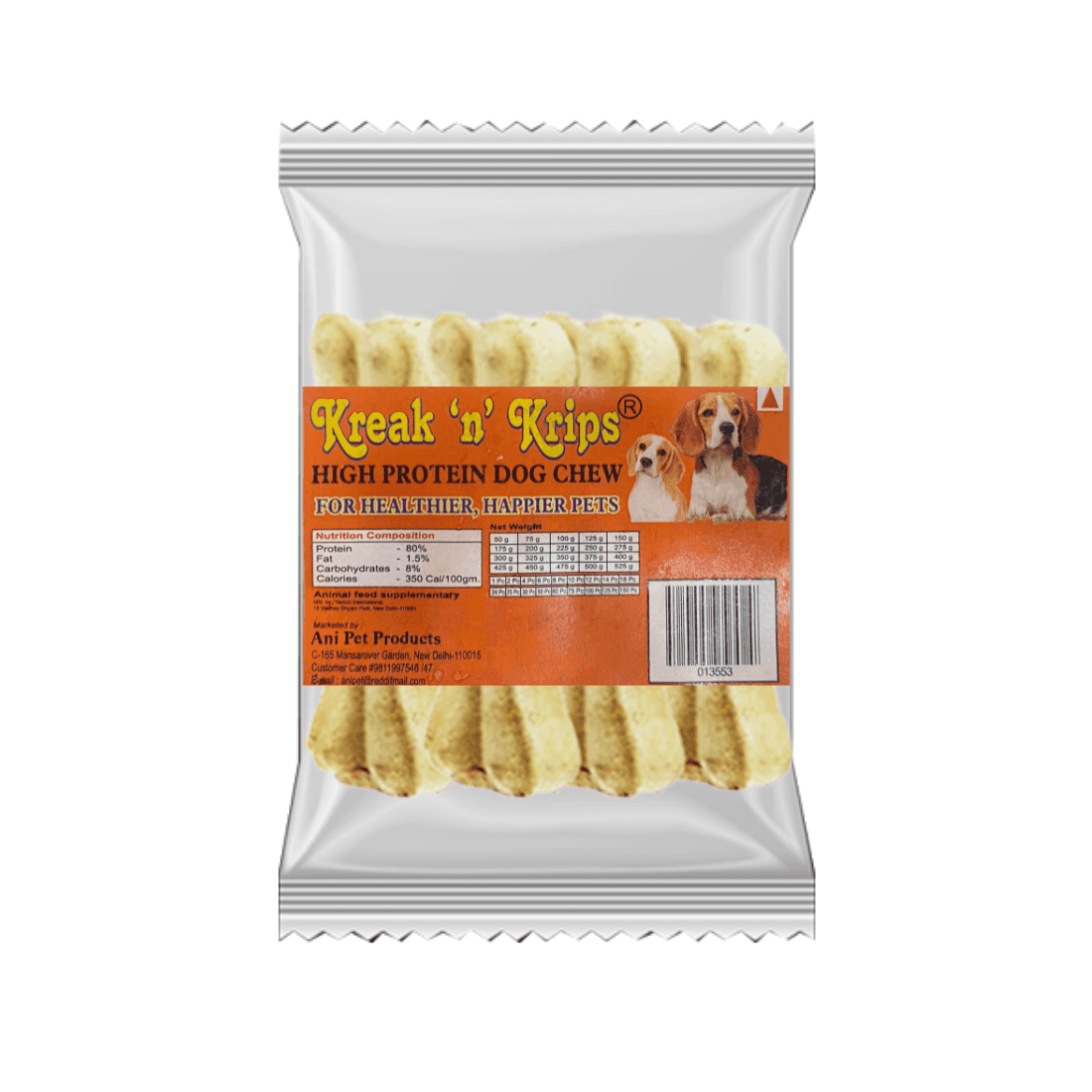 kreak 'n' krips high protein dog chew bone 4 pcs (small)