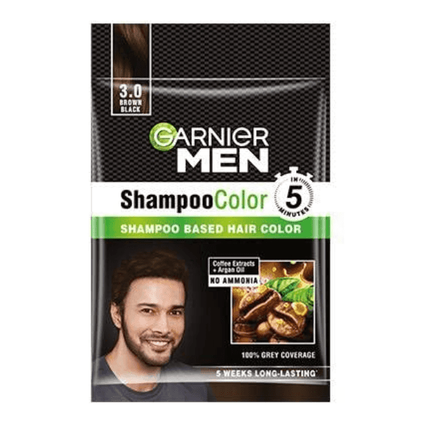 garnier men shampoo color 3.0 brown black 10 ml + 10 ml