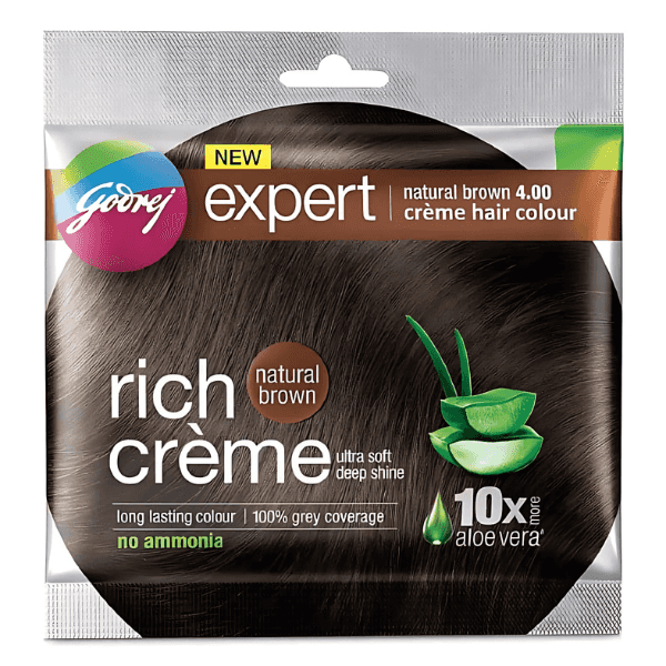 godrej expert rich creme hair colour no.4 natural brown 20 gm + 20 ml