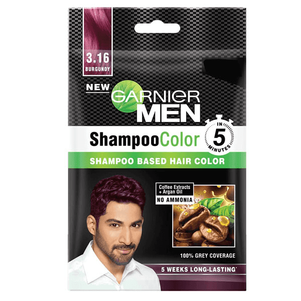garnier men shampoo color 3.16 burgundy 10 ml + 10 ml
