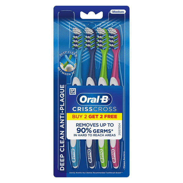 oral-b crisscross deep clean anti-plaque tooth brush (medium) (buy 2 get 2 free)