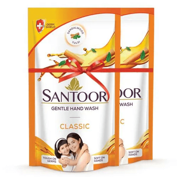 santoor classic gentle hand wash 180 ml (1+1)