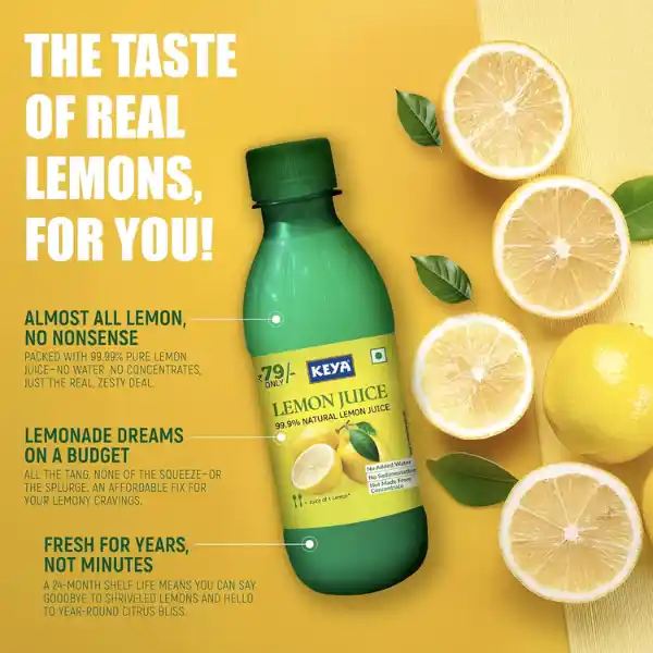 Keya Lemon Juice 250 Ml - Fresh & Zesty Flavor