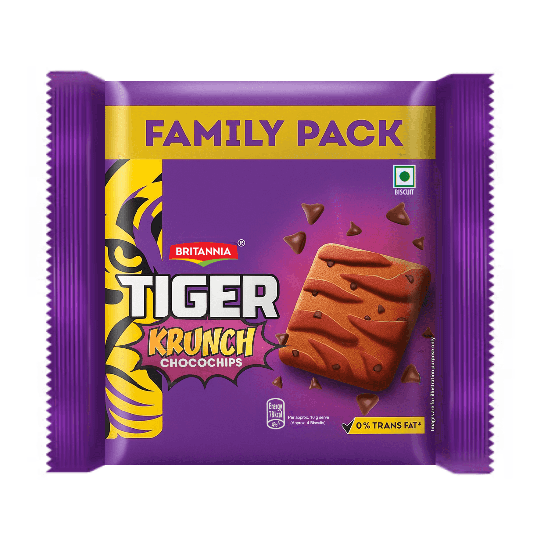Britannia Tiger Krunch Cookies 400g–Delicious Choco Chips Treat