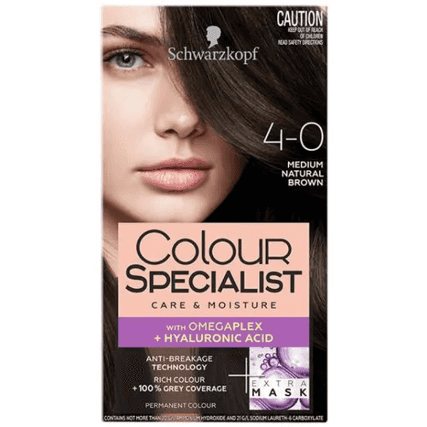 schwarzkopf colour specialist permanent colour 4-0 medium natural brown 60 ml + 60 ml + 22.5 ml + 22.5 ml